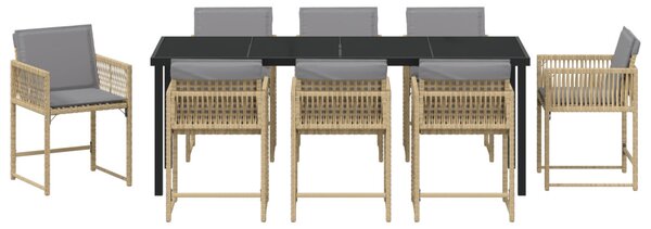 Kert étkező szett 9 pcs Bézs polirattan
