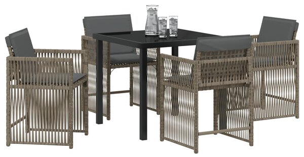 Kert étkező szett 5 pcs Szürke polirattan
