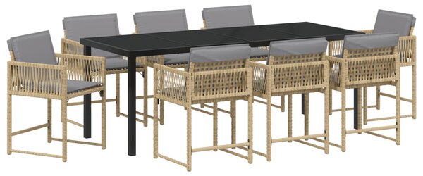 Kert étkező szett 9 pcs Bézs polirattan