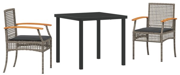 Kert étkező szett párnával 3 pcs Szürke és fekete Rattan