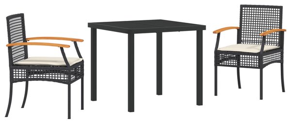 Kert étkező szett 3 db Fekete Rattan