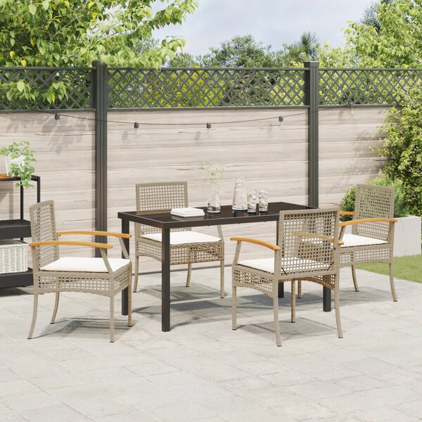 Kert étkező szett párnával 5 pcs Beige és fekete Rattan