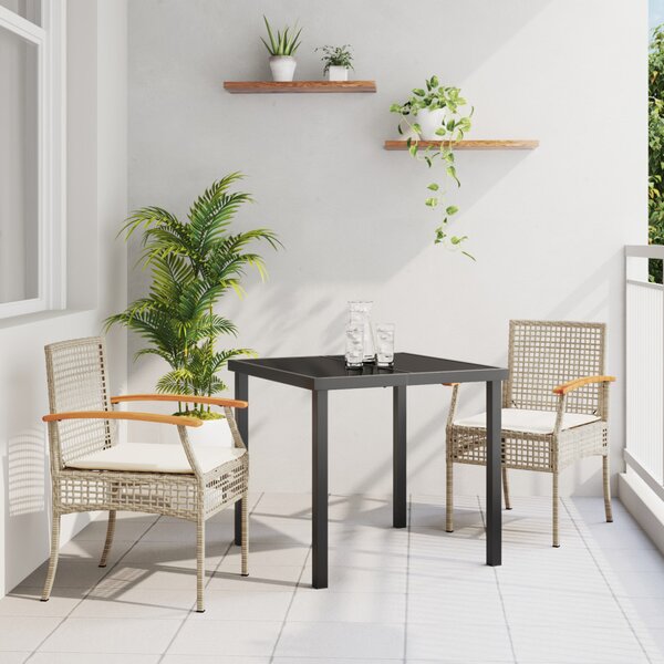 Kert étkező szett párnával 3 pcs Beige és fekete Rattan