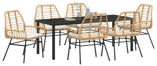 Kert étkező szett 7 pcs Barna polirattan