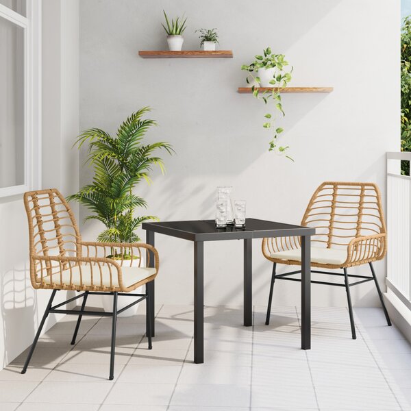 Kert étkező szett 3 pcs Barna polirattan