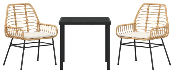 Kert étkező szett 3 pcs Barna polirattan