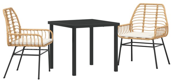 Kert étkező szett 3 pcs Barna polirattan
