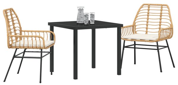 Kert étkező szett 3 pcs Barna polirattan