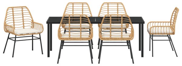 Kert étkező szett 7 pcs Barna polirattan