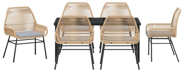 Kert étkező szett párnával 7 pcs Barna polirattan