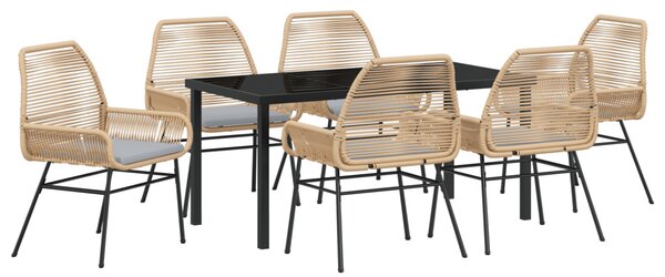Kert étkező szett párnával 7 pcs Barna polirattan