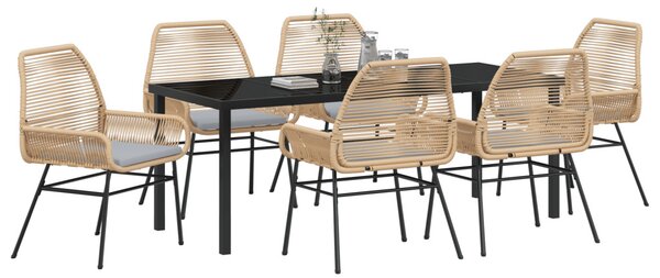 Kert étkező szett párnával 7 pcs Barna polirattan