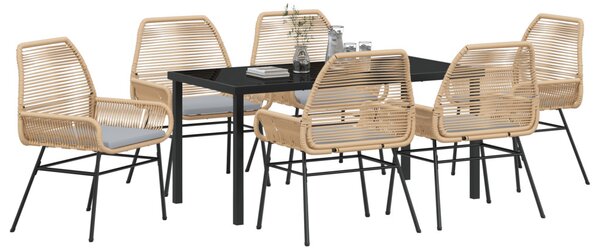 Kert étkező szett párnával 7 pcs Barna polirattan