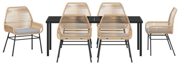 Kert étkező szett párnával 7 pcs Barna polirattan