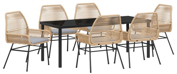 Kert étkező szett párnával 7 pcs Barna polirattan
