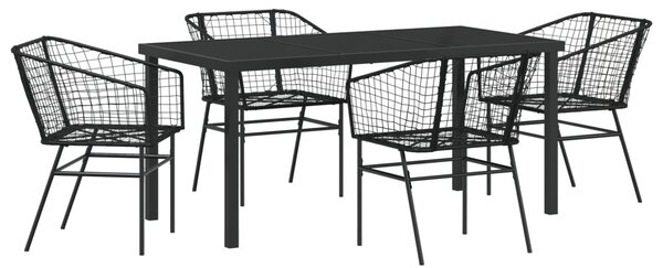 Kert étkező szett 5 pcs Fekete polirattan