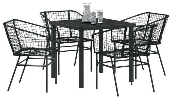 Kert étkező szett 5 pcs Fekete polirattan