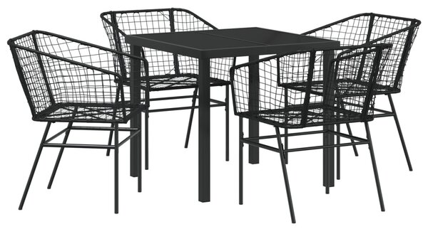 Kert étkező szett 5 pcs Fekete polirattan