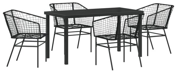 Kert étkező szett 5 pcs Fekete polirattan