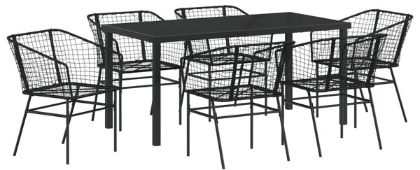 Kert étkező szett 7 pcs Fekete polirattan
