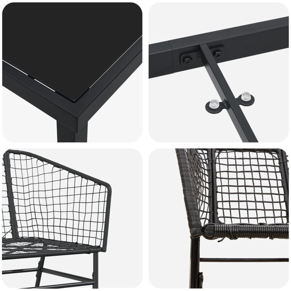 Kert étkező szett 7 pcs Fekete polirattan