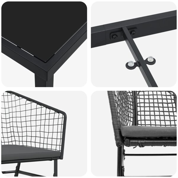 Kert étkező szett 5 pcs Fekete polirattan
