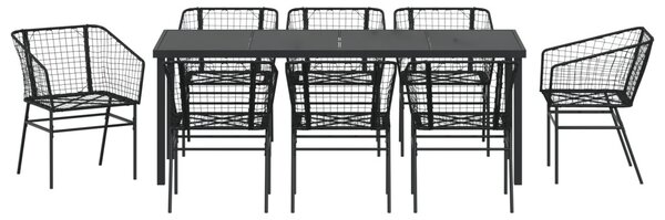 Kert étkező szett 9 pcs Fekete polirattan