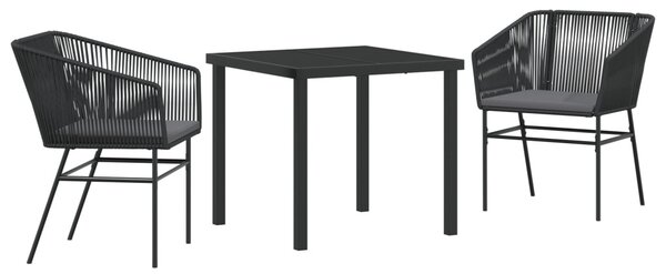 Kert étkező szett párnával 3 pcs Fekete Porszórt acél