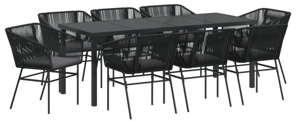 Kert étkező szett párnával 9 pcs Fekete Porszórt acél