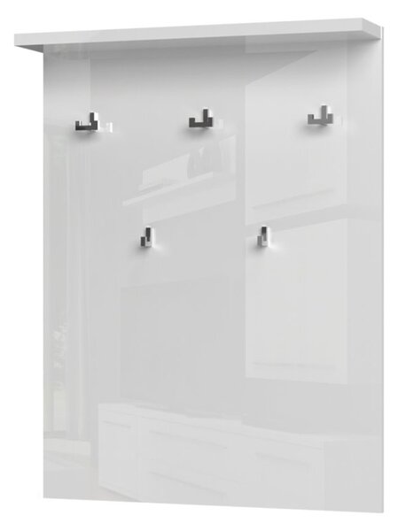 Előszoba panel, 4 akasztóval, 76 cm, magasfényű fehér - BRILLANCE