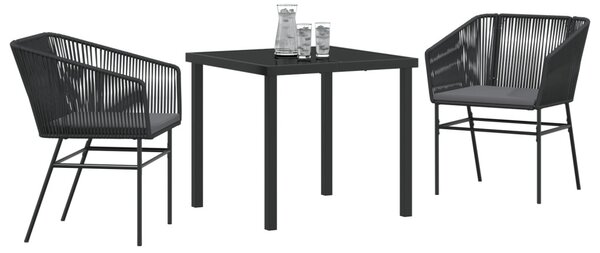 Kert étkező szett párnával 3 pcs Fekete Porszórt acél