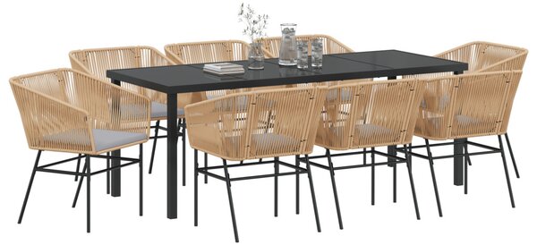 Kert étkező szett párnával 9 pcs Barna Porszórt acél