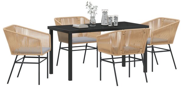 Kert étkező szett párnával 5 pcs Barna Porszórt acél