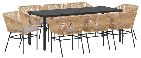 Kert étkező szett párnával 9 pcs Barna Porszórt acél
