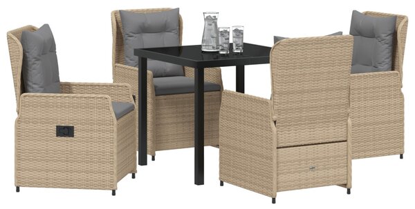 Kert étkező szett 5 pcs Beige és Világosszürke polirattan
