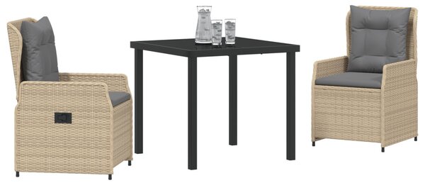 Kert étkező szett 3 pcs Beige és Világosszürke polirattan