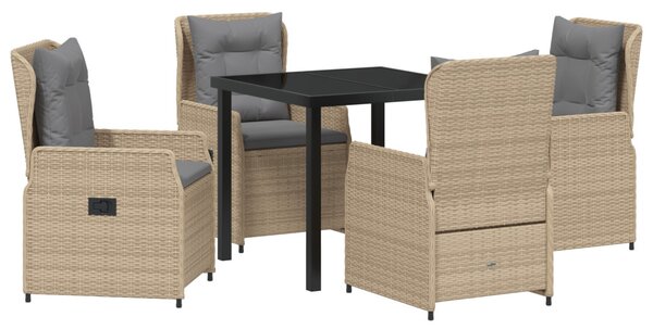 Kert étkező szett 5 pcs Beige és Világosszürke polirattan