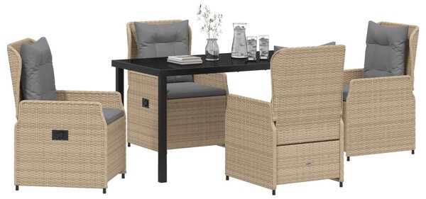 Kert étkező szett 5 db Beige és Világosszürke polirattan
