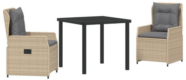 Kert étkező szett 3 pcs Beige és Világosszürke polirattan