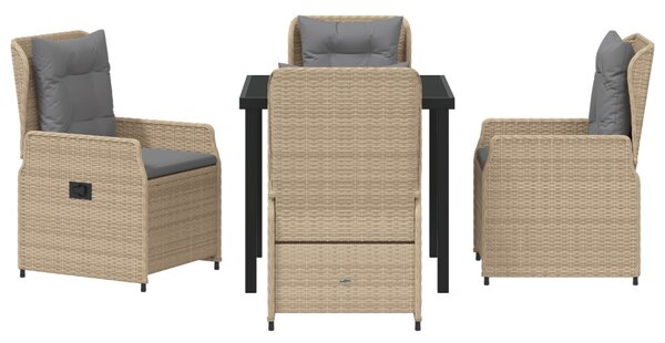 Kert étkező szett 5 pcs Beige és Világosszürke polirattan