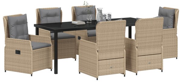 Kert étkező szett 7 db Beige és Világosszürke polirattan