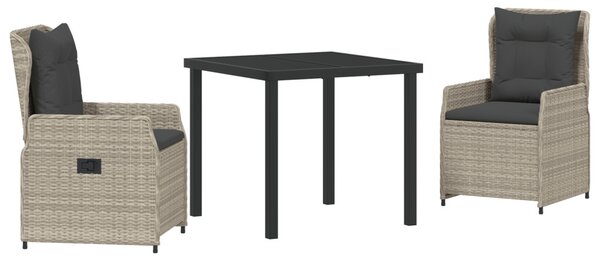 Kert étkező szett 3 pcs Világosszürke polirattan