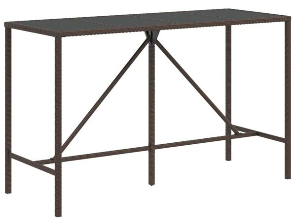 Polyrattan Bárasztal - Üveglapos - 180x70x110 cm