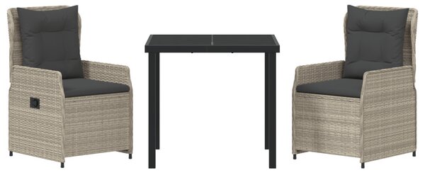 Kert étkező szett 3 pcs Világosszürke polirattan