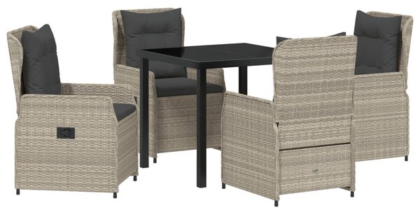 Kert étkező szett 5 pcs Világosszürke polirattan