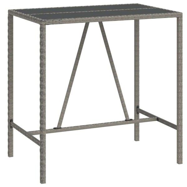 Polyrattan Bárasztal - Szürke - 110x70x110 cm