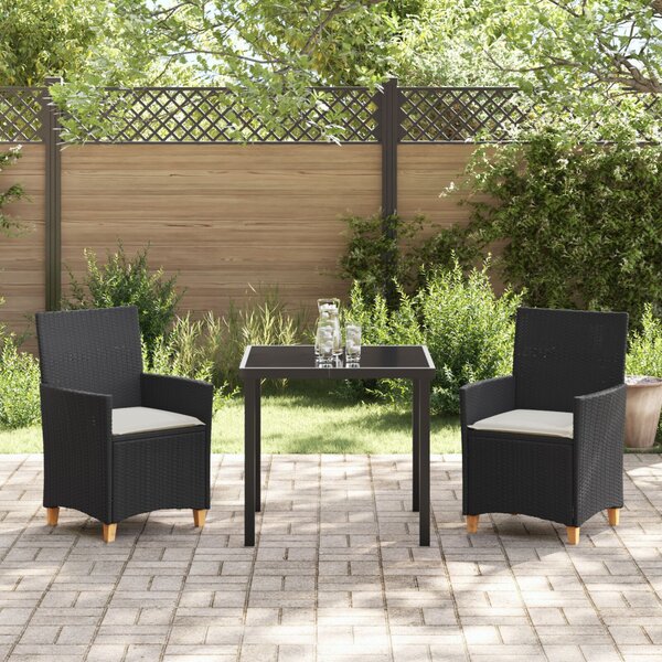 Kert étkező szett 5 db Fekete polirattan