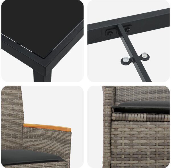 Kert étkező szett 5 pcs Szürke polirattan