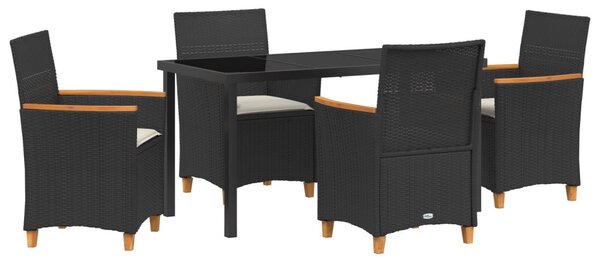 Kert étkező szett 5 pcs Fekete polirattan