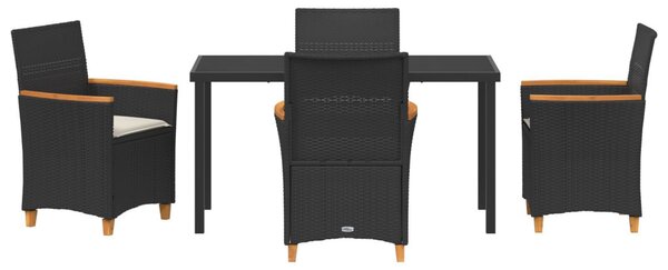 Kert étkező szett 5 pcs Fekete polirattan